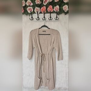 Roots Classic Knit Longline Cardigan w/ Tie Belt and Pockets